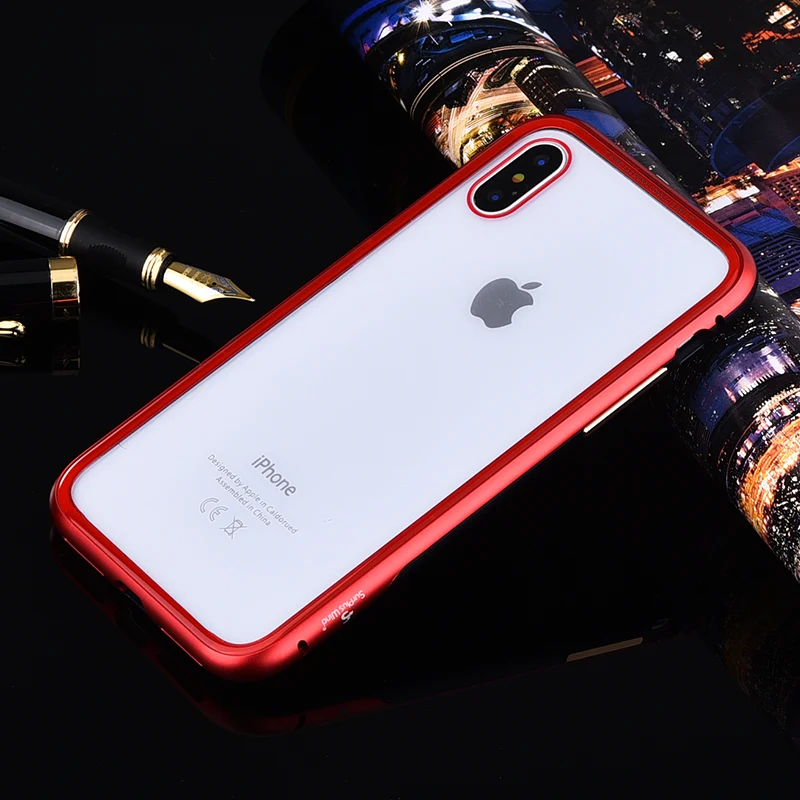 Двойной цвет Алюминиевый металлический бампер для iPhone X 10 Чехол 9H твердость устойчивый к царапинам стеклянный чехол для Apple XS задняя крышка