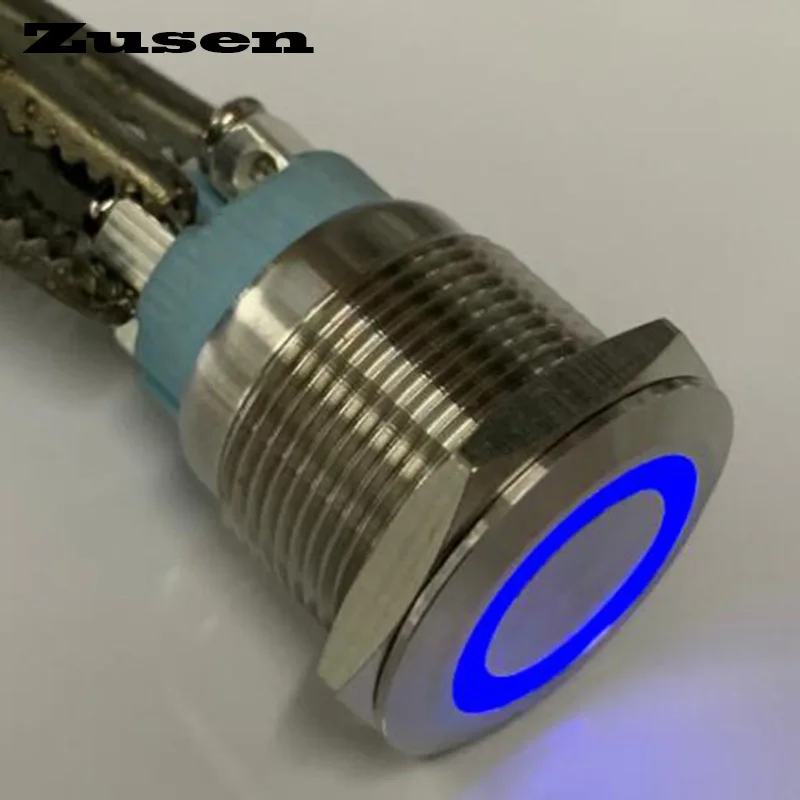 

Zusen 19mm push start button switch with ring illuminated (ZS19F-10E/B/12V/S)