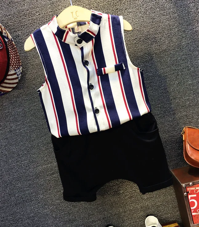 black 2pcs Комплект летней одежды для мальчиков, г. школьная одежда для мальчиков детская рубашка с короткими рукавами+ шорты комплект из 2 предметов детская праздничная одежда для дня рождения - Цвет: black 2pcs