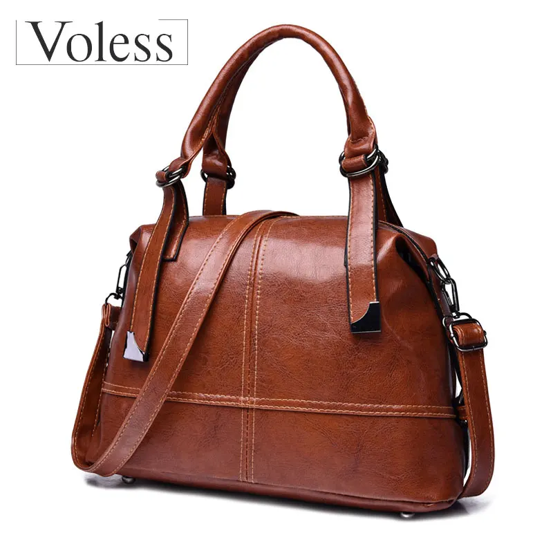 

VOLESS Women PU Leather Handbags Vintage Tote Shouder Bags Luxury Handbags Women Bags Designer Bag For Women 2018 Sac A Main
