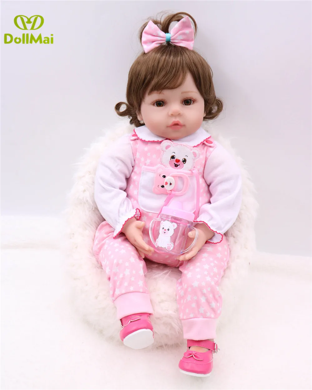 DollMai Reborn baby, кукла для маленьких девочек, 22 дюйма, 55 см, силиконовая Кукла reborn baby dolls, восхитительный реалистичный подарок для детей, bebes reborn
