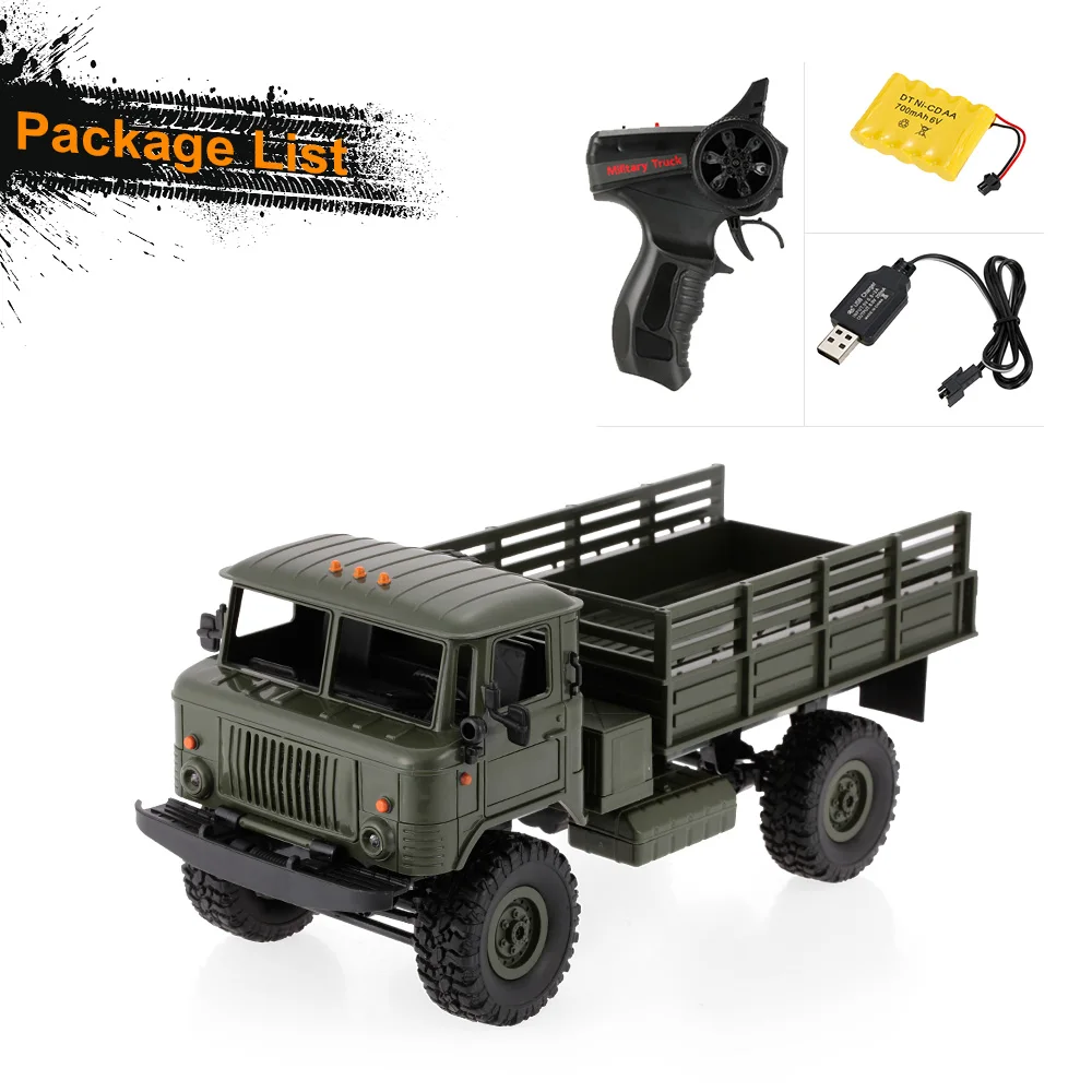 WPL B 24 1/16 RC военный грузовик Rock Crawler армейский автомобиль комплект с мотором и