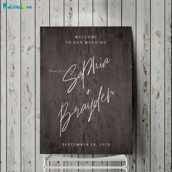 

Custom Name and Date Wedding Welcome Decal for Blackboard Sticker Mirror DIY Vinyl Decal Entrance Sign Removable YT1514