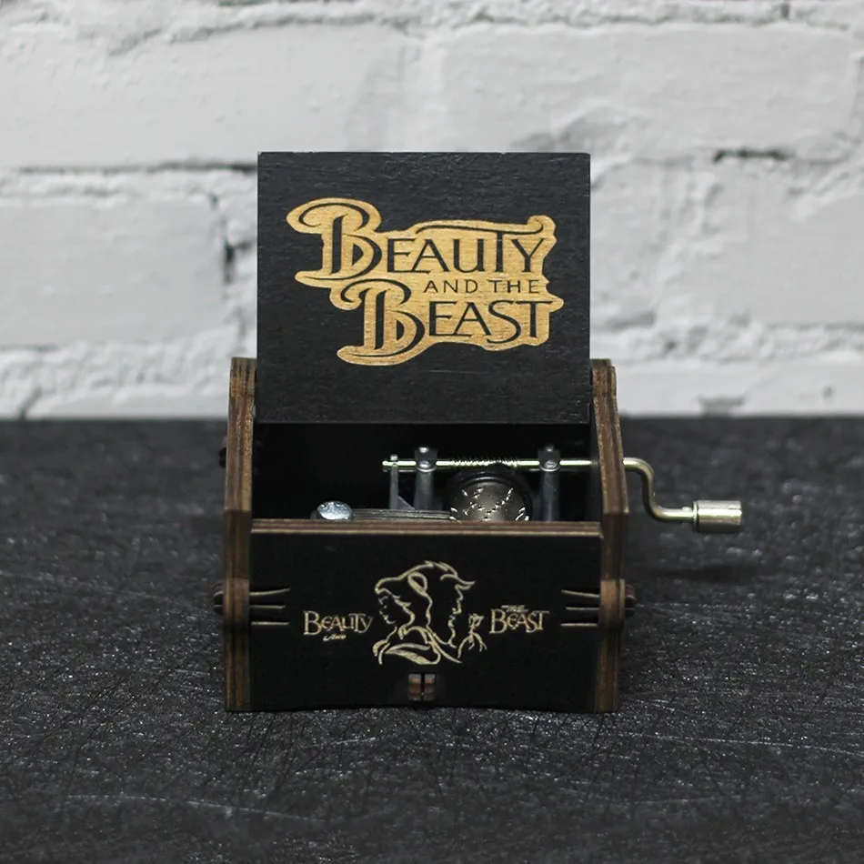 Старинный резной ручной кран Chihiro деревянная музыкальная шкатулка Игра престолов Розовая пантера Happy Рождественский подарок, подарок на день рождения - Цвет: Beauty And The Beast