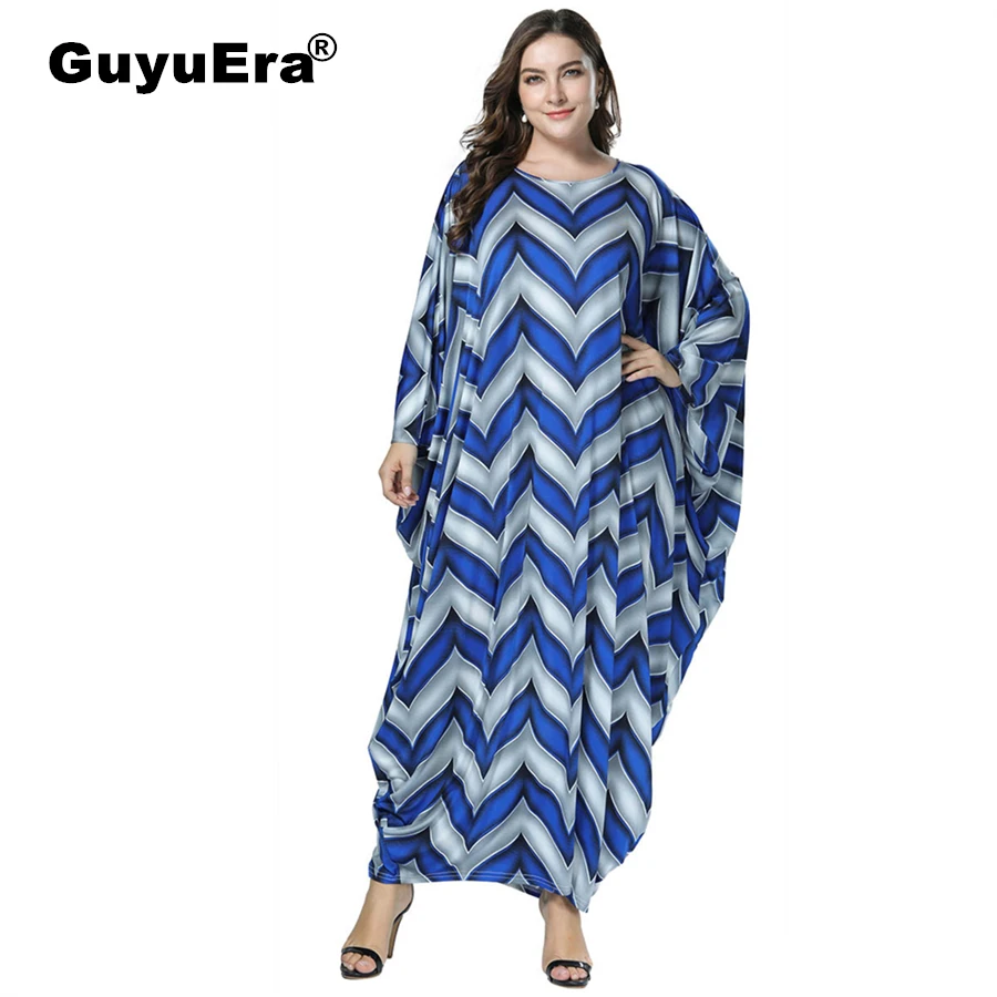 

GuyuEra African Knitted Bat Sleeve Loose Long Sleeve Dress Middle Eastern Muslim Robe