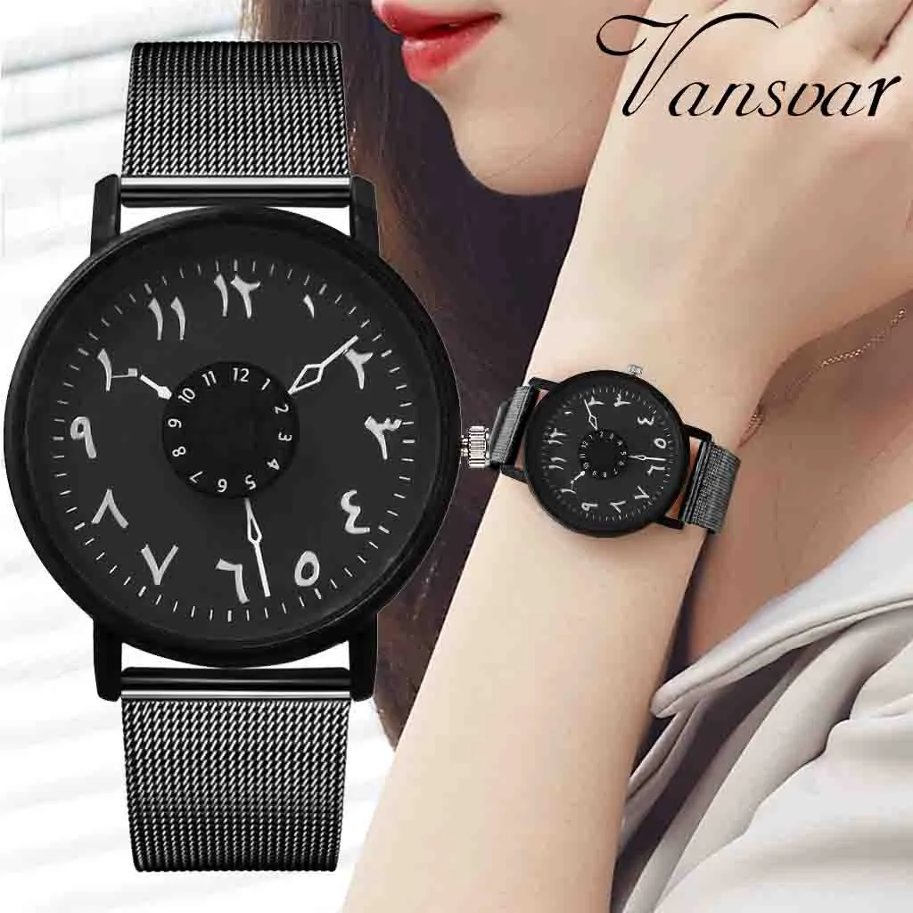 

Fashion Creative Women Quartz Watch Vansvar Brand Unique Dial Design Watch Black Steel Wristwatches Relogio Feminino Hot sale 19