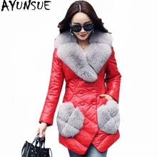 AYUNSUE женская натуральная куртка из овечьей кожи пальто Женский Лисий Меховой Воротник пуховики и парки для мужчин теплые Jaqueta De Couro WXF271