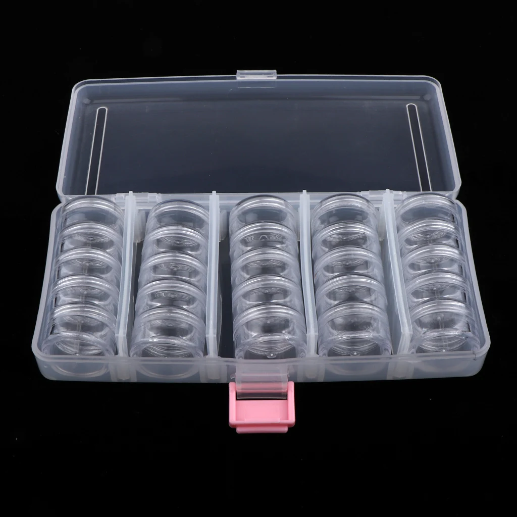 Plastic Jewelry Organizer Container Storage Box Single Mini Plastic Storage Box 25 Grids for Beads, Jewelry, Tools, Pills