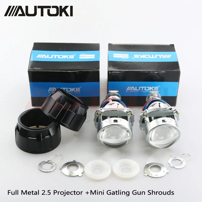 Full Metal 2.5inch HID Bi xenon Projector Lens +DIY Mask For H1 H4 H7