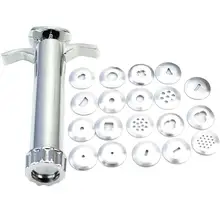 Серебряный Нержавеющая сталь Материал Fimo экструдер Глиняная пушка скульптуры 19 диска Торт Сахар Ремесло Скульптура украшения инструмент