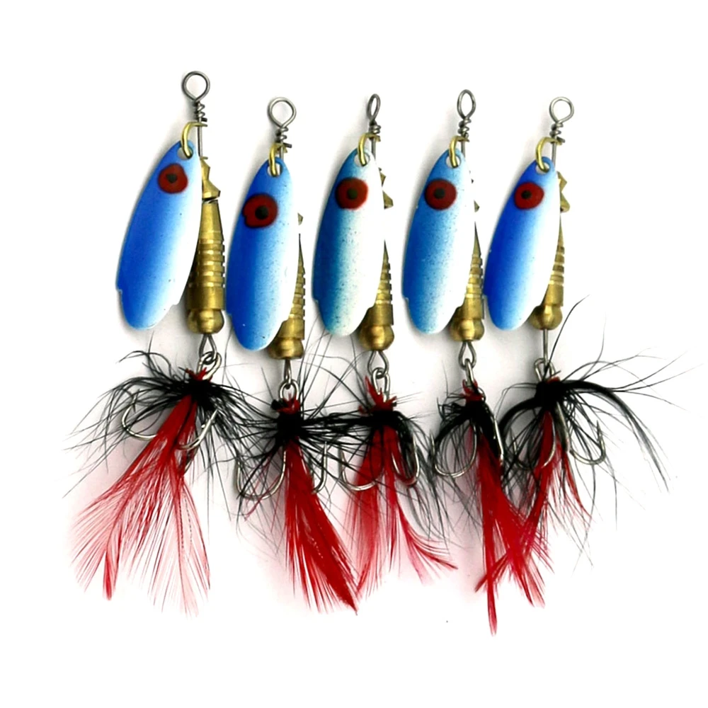 

1pcs Spinner Spoon Fishing Lures Feathered Hook Artificial Bait Metal Fishing Tackle Sequins Bait for Trout Bass