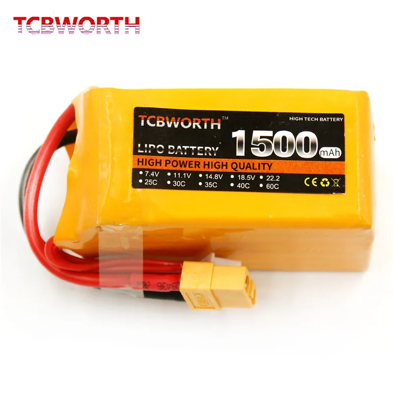 RC 6s LiPo battery 22.2V 1500mAh 25C 35C For RC Helicopter Drone Airplane Quadrotor Car FPV racers RC Li-ion battery TCBWORTH 