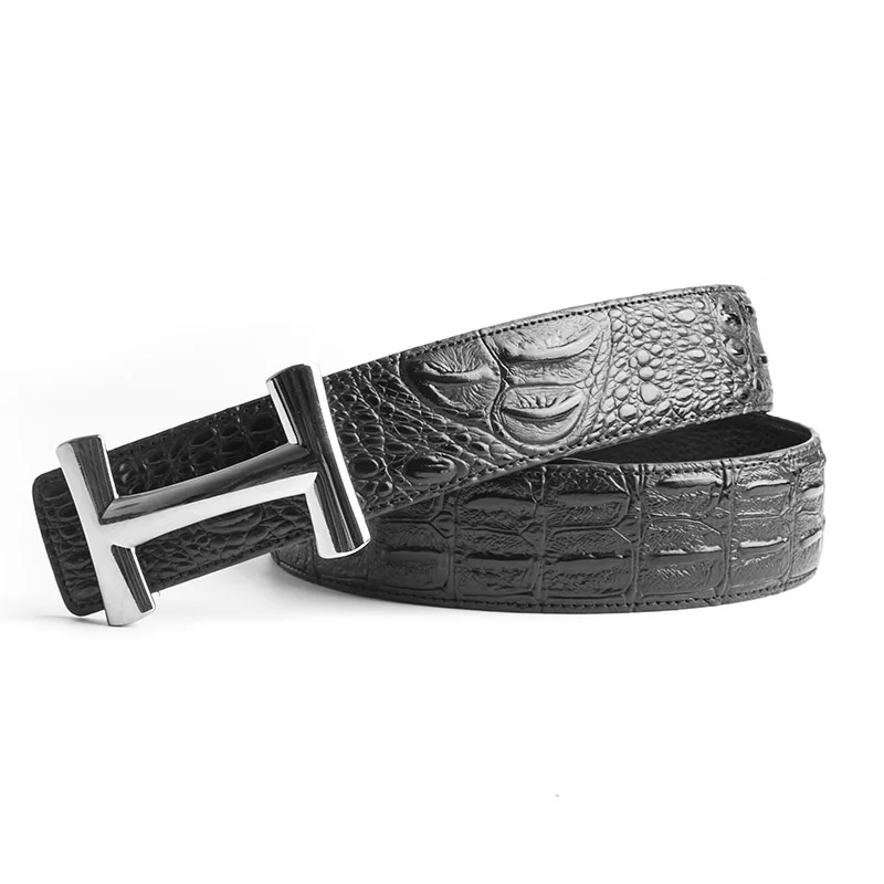 

ECHAIN Luxury H Buckle Brand Designer Crocodile Belts Men High Quality Women Punk Genuine Real Leather Male Strap for Jeans