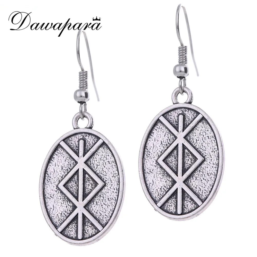 

Dawapara Earrings of Antique Silver Color Runes Earrings For Women Jewelry
