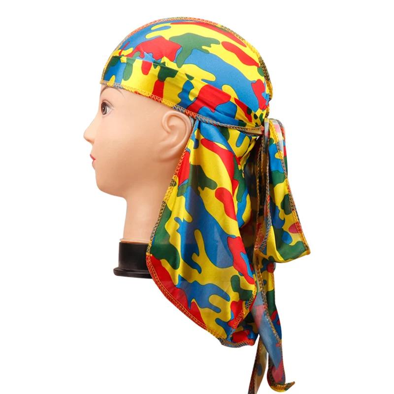 Аксессуары для волос, камуфляжные банданы Durag, повязка на голову, шапки для мужчин и женщин, длинный хвост, Пиратская шапка, волнистая, Ду ДУ, раг, тюрбан, головной убор - Цвет: green