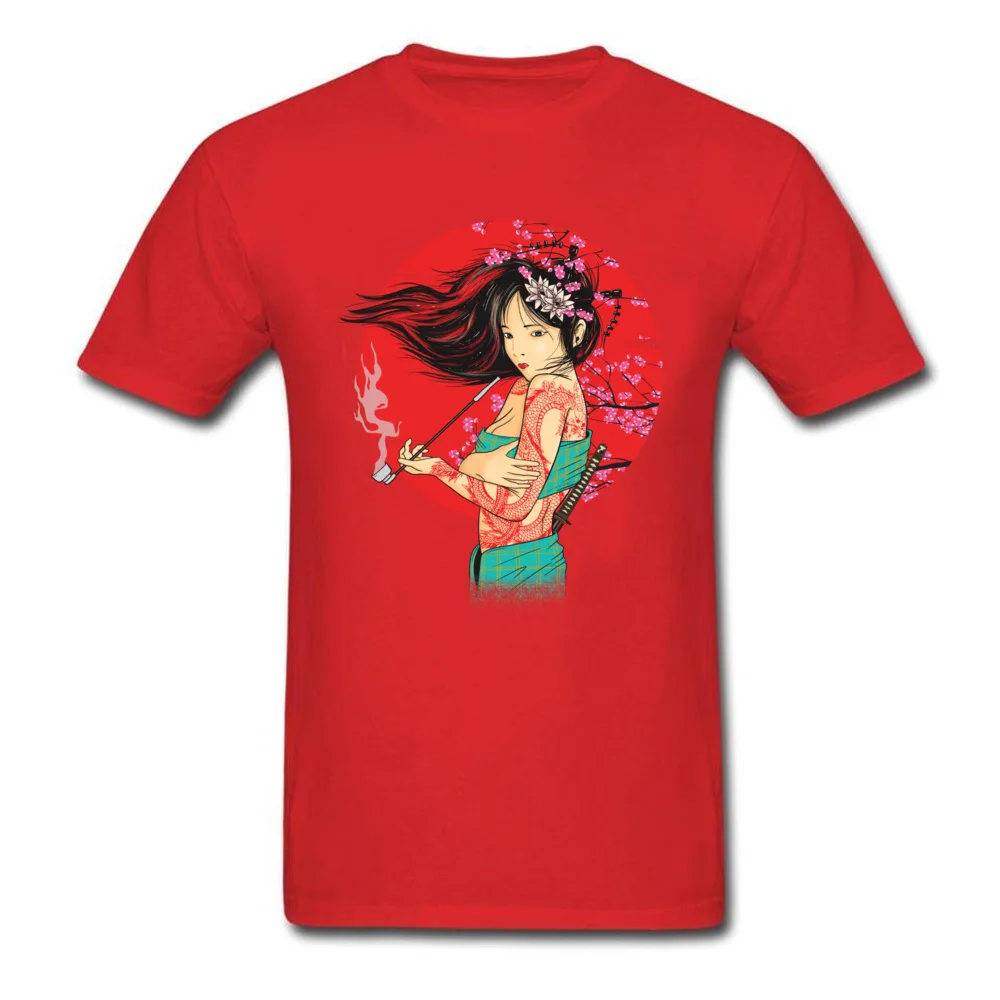 Unique The geisha T Shirts Company Lovers Day Short Sleeve O-Neck Tops Shirts 100% Cotton Men Custom T Shirt Wholesale The geisha red