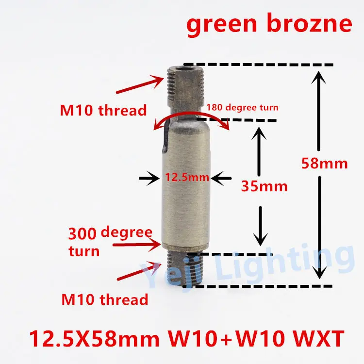 Универсальная головка M10 M8, внутренняя резьба, наружные зубы, поворот на 180 градусов, потолок, розовый навес, адаптер, лампа, базовый разъем, железное покрытие - Цвет: 12.5X58 green bronze