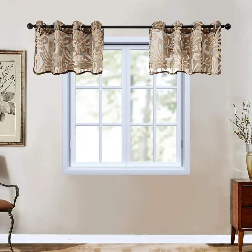 TopFinel geométrico moderno cortinas cortas paneles jacquard cortinas de puerta floral decoración del hogar panel transparente cortinas de tratamiento de ventana