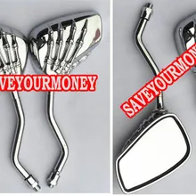 Универсальный мотоцикл хромированная Ручка Бар боковые зеркала заднего вида зеркала хром Мотоцикл заднего вида зеркало