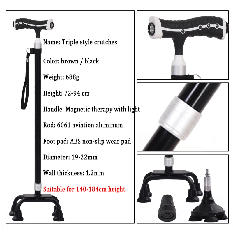 ANXIAOKANG Adjustable T handle Black Walking Sticks Aluminum Alloy Trekking Hiking Poles For Men Women Disabled And Elderly