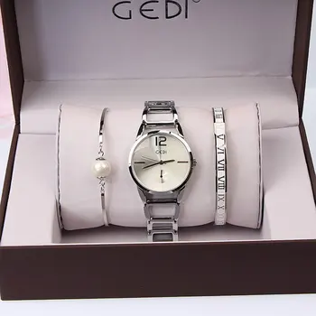 Luxury Brand Women Watches 3PC Set GEDI Fashion Party Ladies Watch Creative Design Bracelet Watch Relojes Mujer 2018 relogios