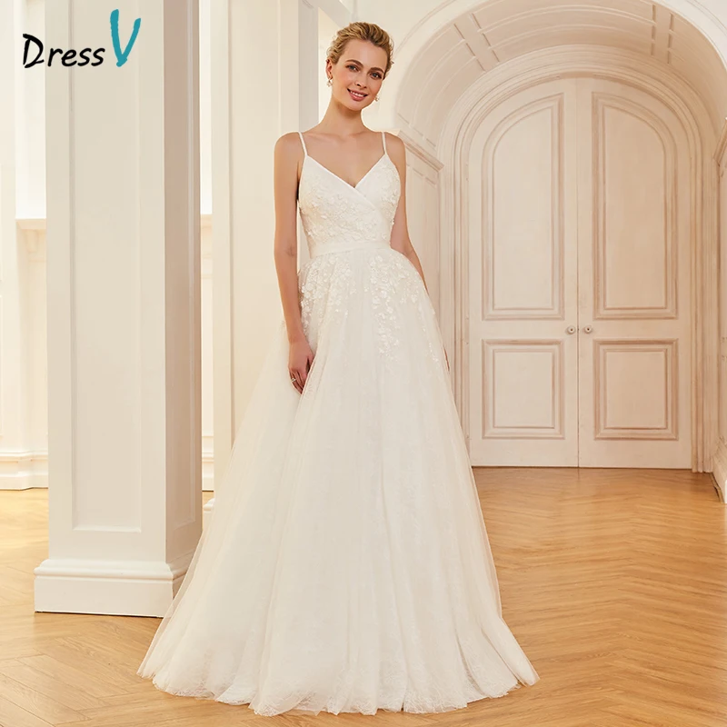 Buy Dressv ivory elegant spaghetti straps wedding