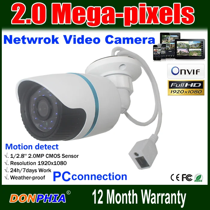 Free shipping 1080P Network Waterproof IP Camera 2Megapixel Sony Exmor CMOS Sensor(IMX122) Onvif H.264 Night Vision 24 IR Led