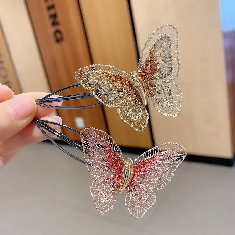 

Embroidery Butterfly Shiny Hair Clips For Women High-end Hair Accessories Rhinestone Hairpins Bows Flower Hairgirps Barrette