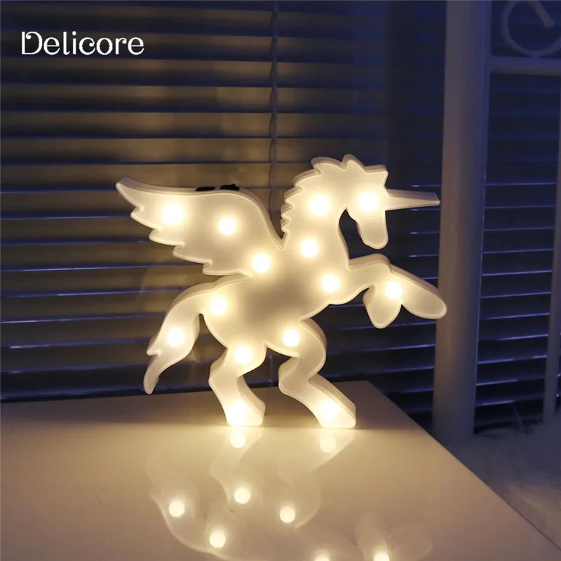 

DELICORE 3D Animal Led Night Lights Unicorn Shaped Marquee Lamp With Usb On Wall For Children Party Bedroom Decor Kids Gift S204