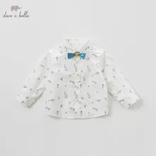 DB10182 dave bella/весенние Рубашки с принтом для маленьких мальчиков; топы из хлопка для малышей; детская одежда высокого качества