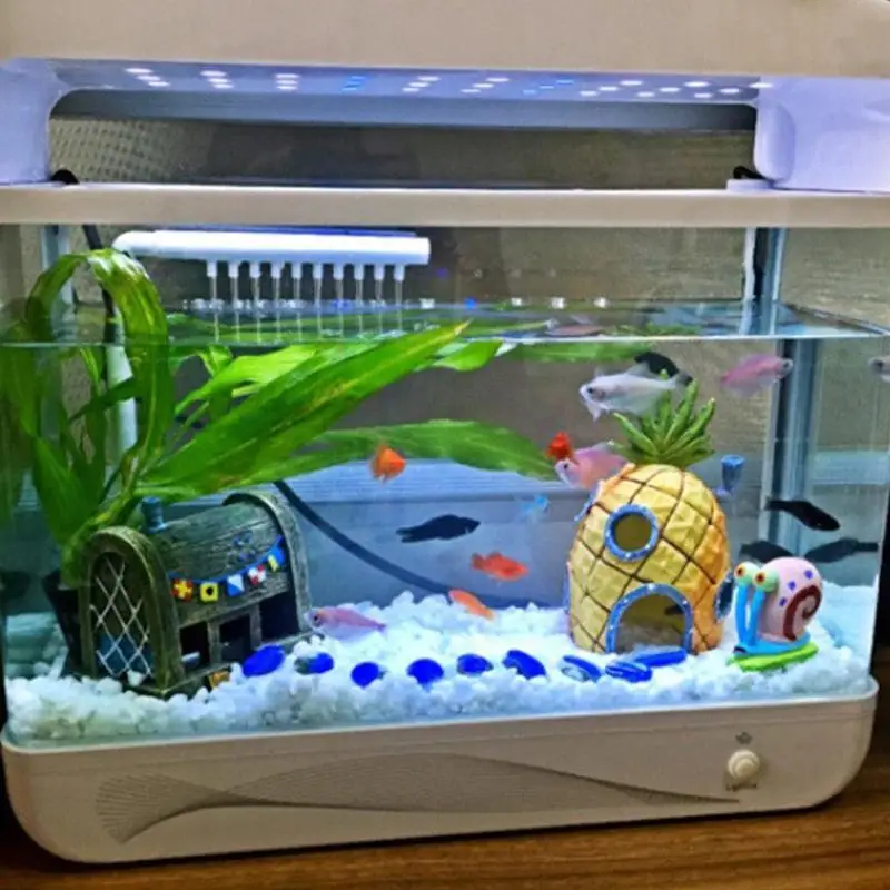 

Cartoon Pineapple House Fish Tank Aquarium Home aquario Decorations Escape Hole Comic Underwater Decor