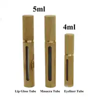 20/50pcs Empty 5ml Bamboo Lip Gloss Tube Mascara Bottle 4ml Cosmetic Eyeliner Eyelash Tube Refillable Container with gold line