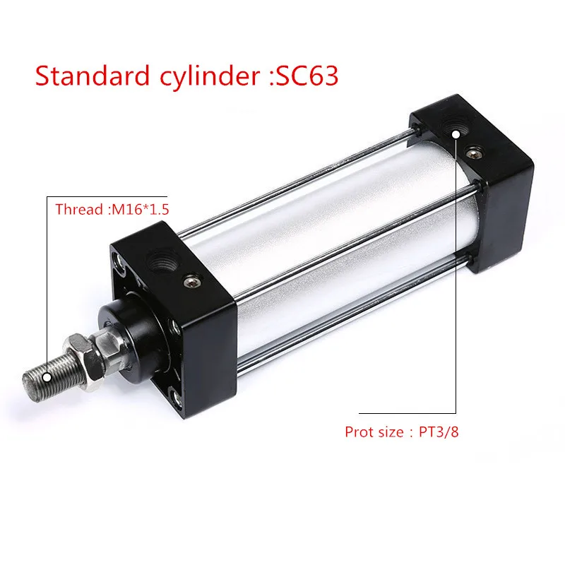 

Free shipping Standard cylinder SC63 series bore 25mm to 1000mm Bore Double Acting Pneumatic Cylinderair pneumatic cylinder