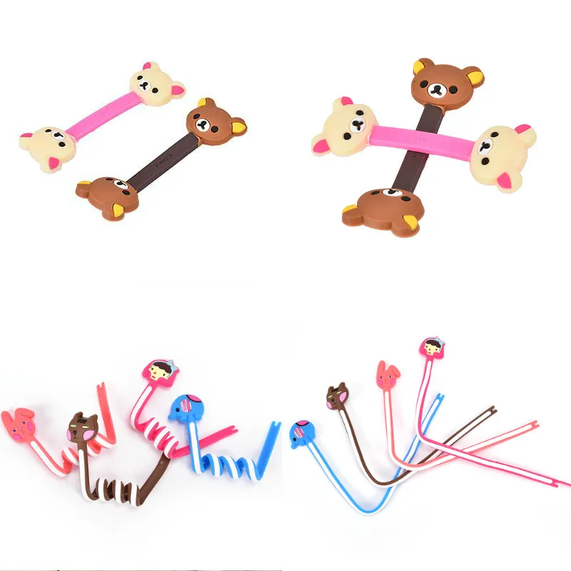 

2/4pcs Cute Cartoon Kawaii Mobile Phone USB Cable Fastener Button Organizer Wire Headset Holder Line Winder Bag Clip Decro