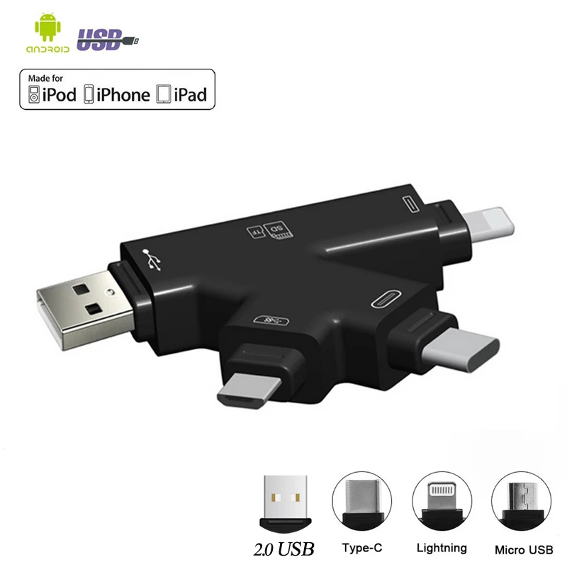 USB 2,0 4 в 1 HighSpeed карта памяти Reader адаптер для микро-sd SDXC TF T-Flash