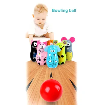 

Wooden Animal Bowling Set Cartoon animal shape ball game Kids outdoor sport toys Early Educational Parent-child Toys FJ88