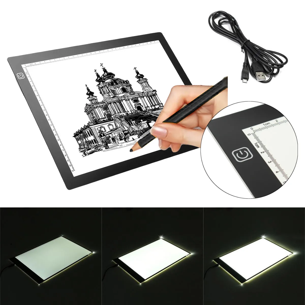 

A3 19" LED Tracing Light Box Stencil Art Copy Painting Drawing Pad Table Stencil Artist With US Plug