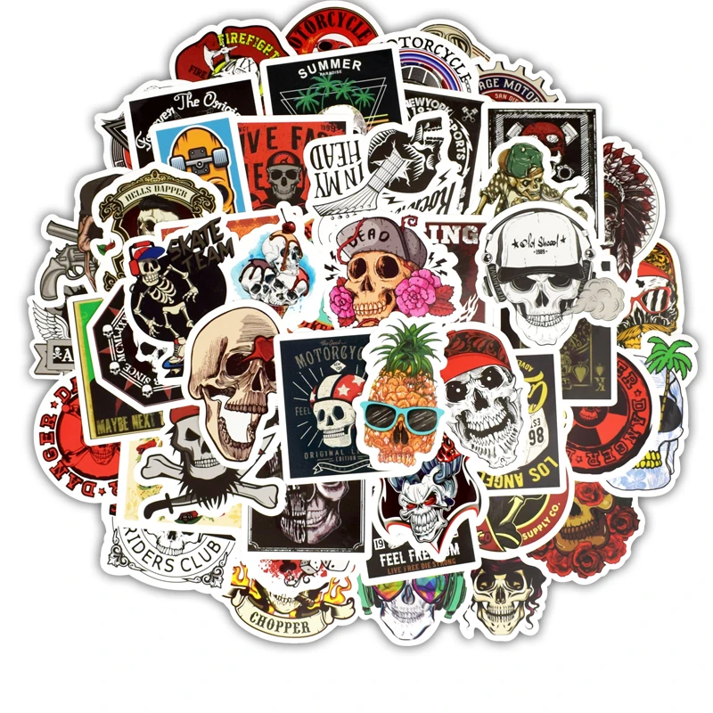 50 шт., наклейка с изображением скелета, ужаса, сексуальная наклейка с изображением рок-черепа, граффити, s, скрапбукинг, ноутбук, мотоцикл, велосипед, багаж, шлем, скейтборд, F5