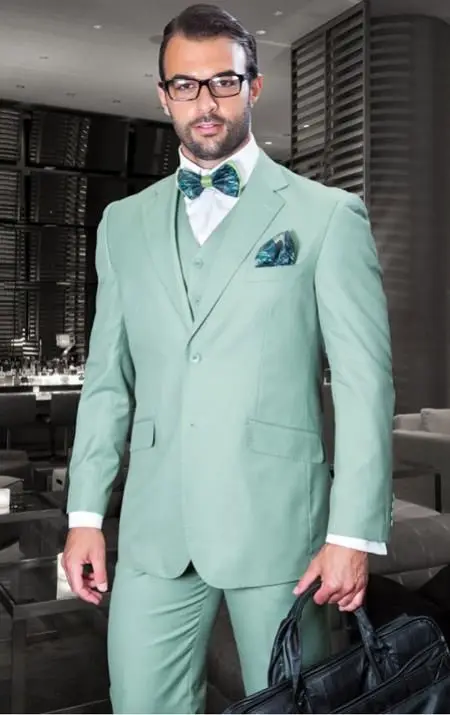 2017 Latest Coat Pant Designs Mint Green Wedding Men Suits ...