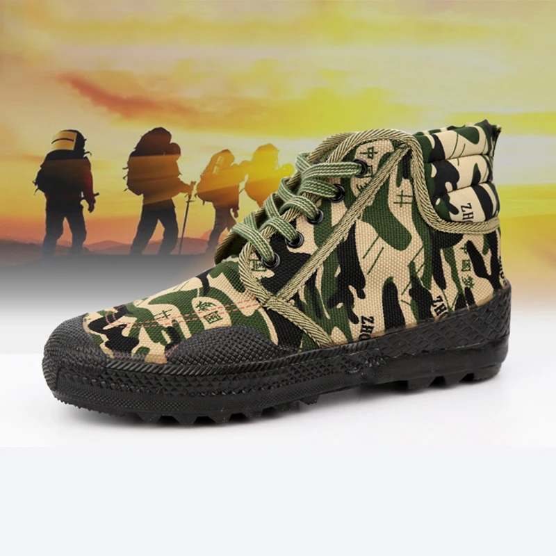 

Military Camouflage Safety Shoes Labor Insurance Mountaineering Running Training Work Farmland Garden Safety Boots Lightweight