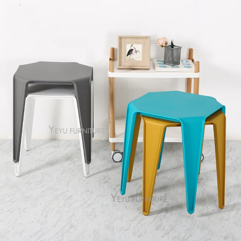 Современные Дизайн stackable красочные Лофт Стиль Пластик столик, гостиная низкая обеденный стул, чай столик османского обувь стула 1 шт