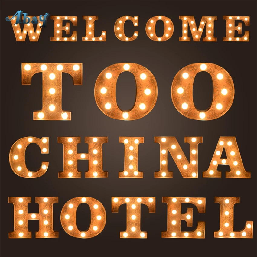 

Retro Industrial Vintage Wall Lamps English Alphabet Shop Logo Cafe Clothing Store Interior Signs Window Letters lights Fixtures