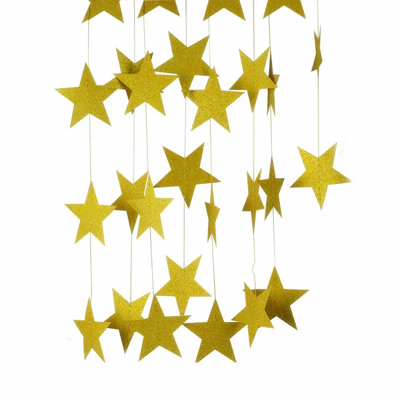 

4M Paper Garland Star Shape String Banners Colorful Bunting Hanging Paper Birthday Wedding Party Home Hanging Decoration