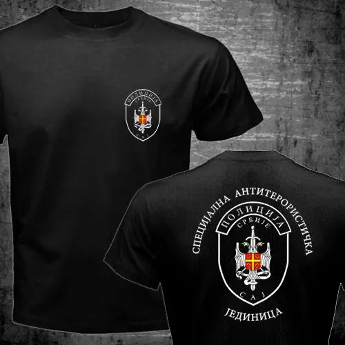 

2019 Cool Double Side Serbia Special Forces Police Anti Terroris Unit Army Caj Falcons Cobra T-Shirt Unisex Tee