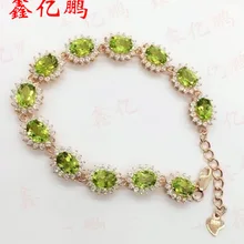 925 Стерлинговое Серебро с натуральным Перидот браслет женский 5x7 мм модный роскошный благородный популярный цвет сокровище