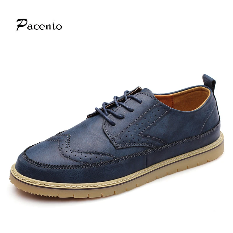 Brogues Mens Shoes Vintage Color Block Large Size Men
