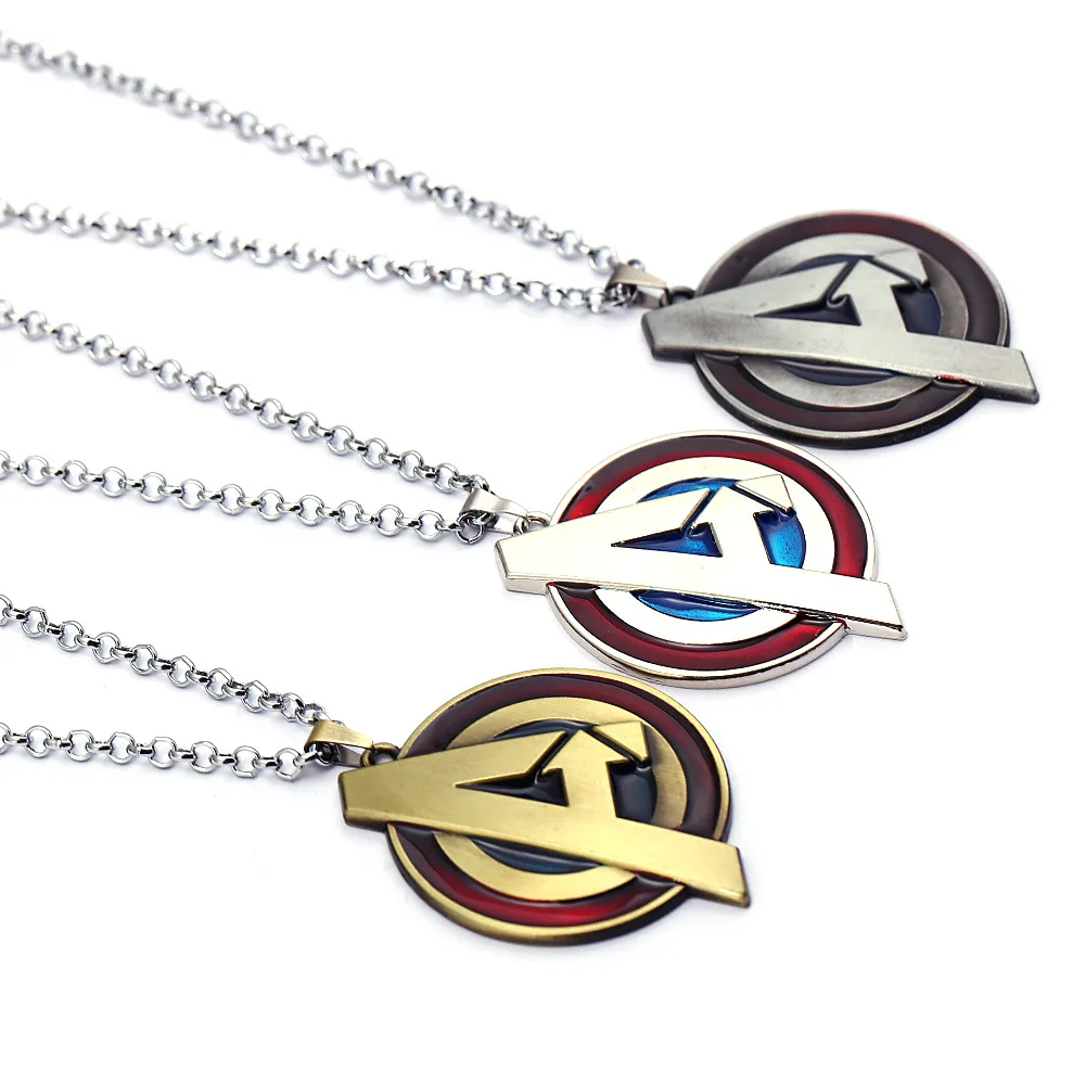 

12PC Avengers A letter necklace Marvel Superhero men women pendant keyring fashion jewelry