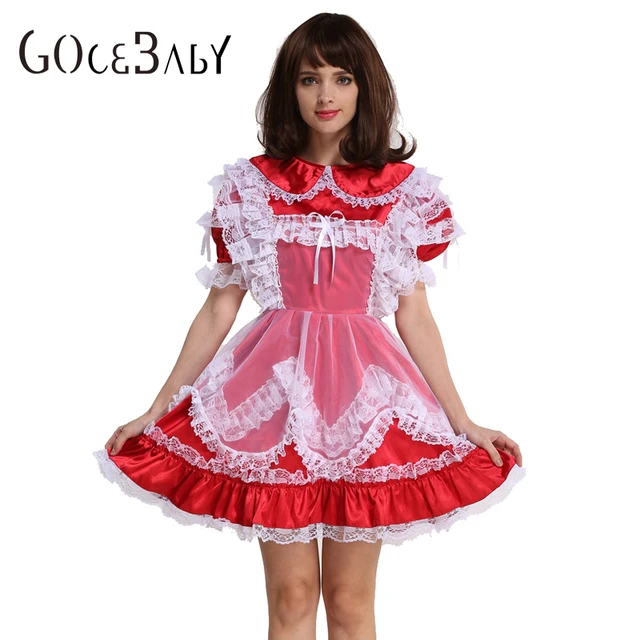 Buy Sissy Girl Red Satin Lockable Dress Forced Fem