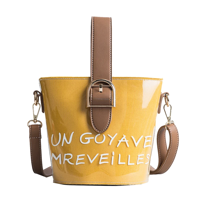 

Summer PVC shoulder bag 2018 new transparent jelly package Korean Edition letter handbag single shoulder shoulder bucket bucket