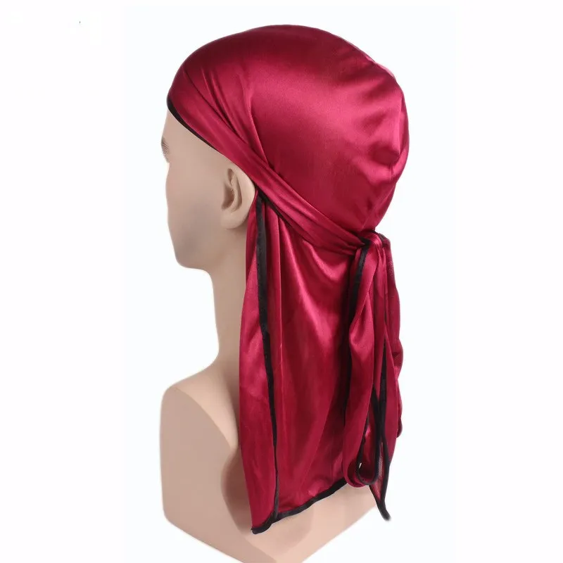 Unisex Men Women Satin Breathable Bandana Hat Silky Durag do doo du rag long tail headwrap - Image 3